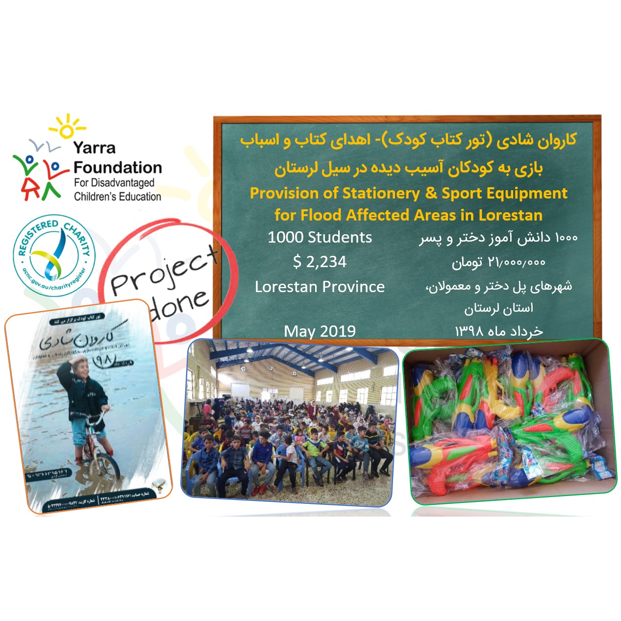PROJECT #355: Provision of Stationery & Sport Equipment for Flood Affected Areas in Lorestan – 2019