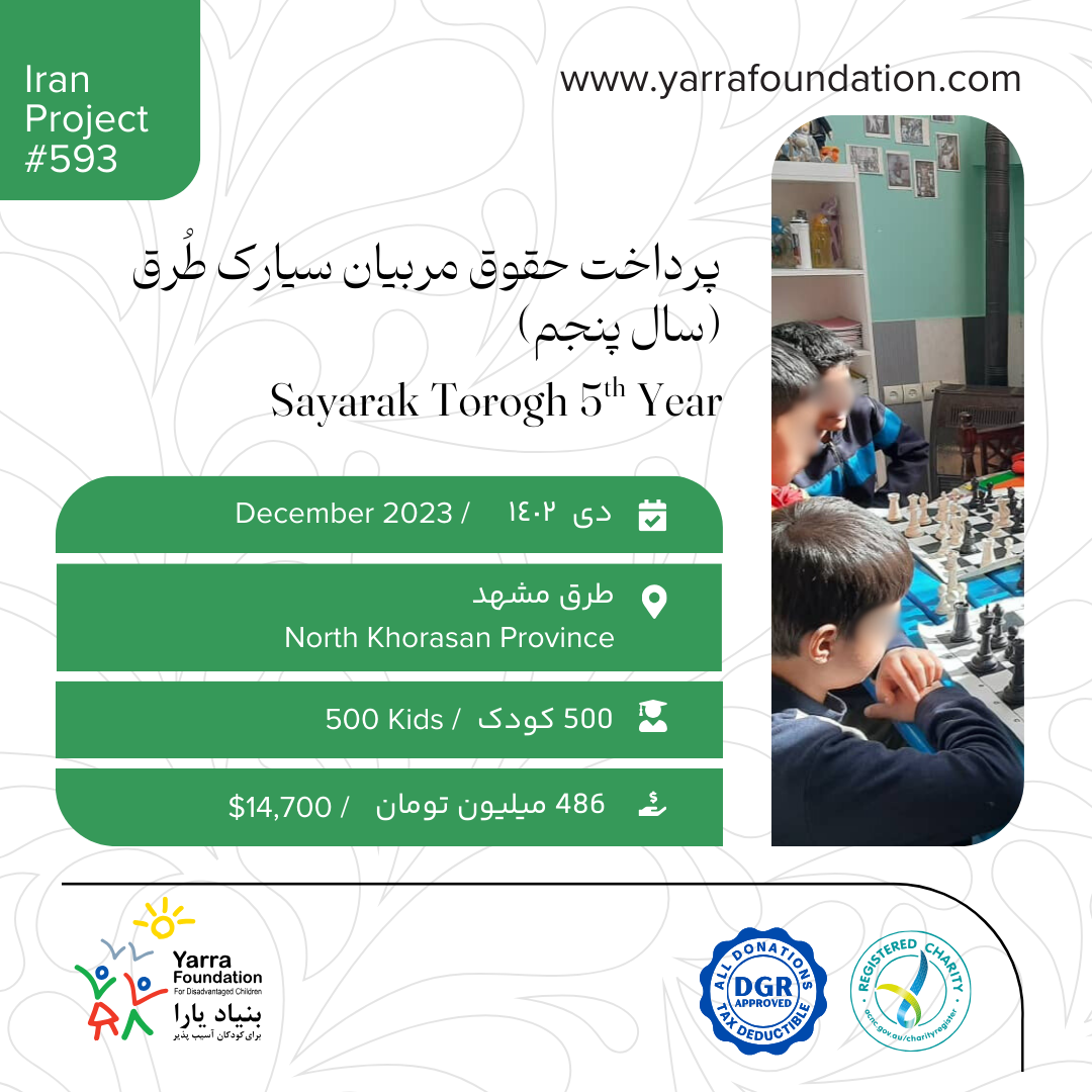 PROJECT #593: Payment of salaries for the Sayarak Torogh (5th year) – North Khorasan 2023